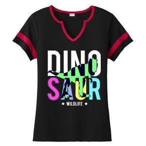 Dinosaur Wildlife Ladies Halftime Notch Neck Tee