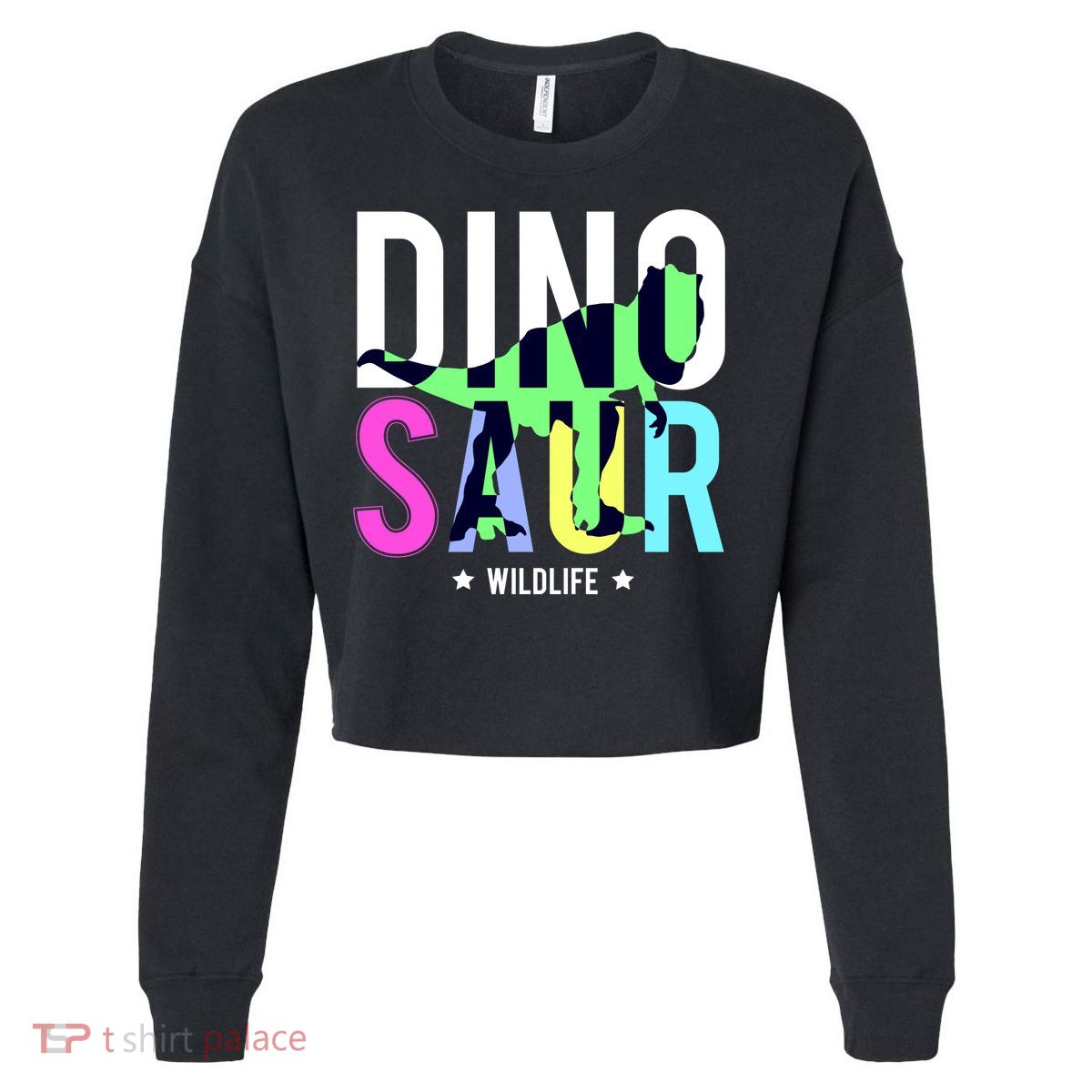 Dinosaur Wildlife Cropped Pullover Crew
