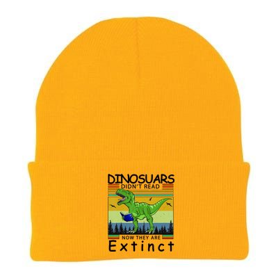 Dinosaurs Didn't Read Now They Are Extinct Funny Knit Cap Winter Beanie