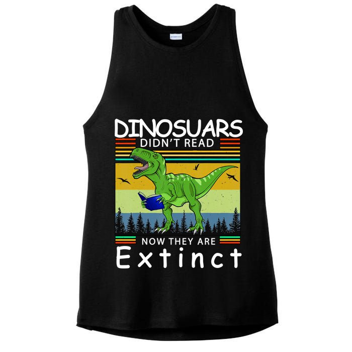 Dinosaurs Didn't Read Now They Are Extinct Funny Ladies PosiCharge Tri-Blend Wicking Tank