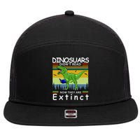 Dinosaurs Didn't Read Now They Are Extinct Funny 7 Panel Mesh Trucker Snapback Hat