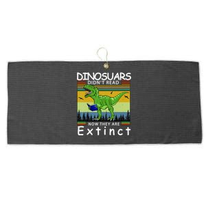 Dinosaurs Didn't Read Now They Are Extinct Funny Large Microfiber Waffle Golf Towel