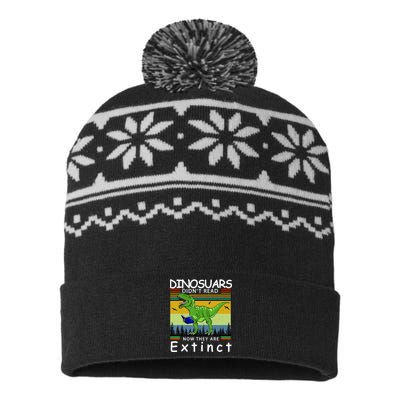 Dinosaurs Didn't Read Now They Are Extinct Funny USA-Made Snowflake Beanie