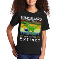 Dinosaurs Didn't Read Now They Are Extinct Funny Kids T-Shirt