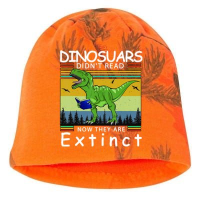 Dinosaurs Didn't Read Now They Are Extinct Funny Kati - Camo Knit Beanie