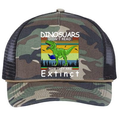 Dinosaurs Didn't Read Now They Are Extinct Funny Retro Rope Trucker Hat Cap