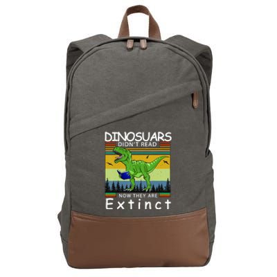 Dinosaurs Didn't Read Now They Are Extinct Funny Cotton Canvas Backpack