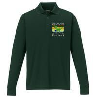 Dinosaurs Didn't Read Now They Are Extinct Funny Performance Long Sleeve Polo