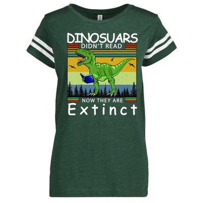 Dinosaurs Didn't Read Now They Are Extinct Funny Enza Ladies Jersey Football T-Shirt