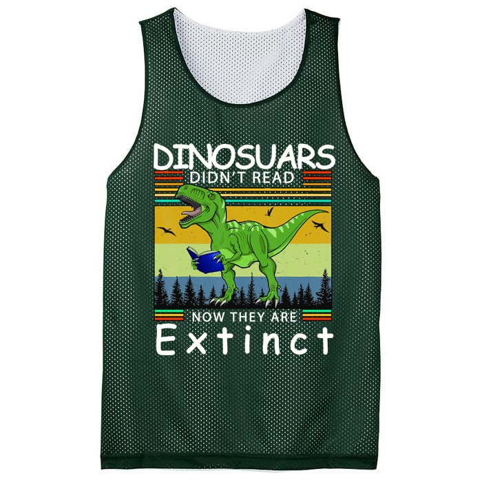 Dinosaurs Didn't Read Now They Are Extinct Funny Mesh Reversible Basketball Jersey Tank