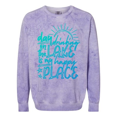 Day Ing On The Lake Is My Happy Place Summer Camping Meaningful Gift Colorblast Crewneck Sweatshirt