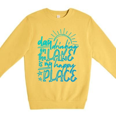 Day Ing On The Lake Is My Happy Place Summer Camping Meaningful Gift Premium Crewneck Sweatshirt