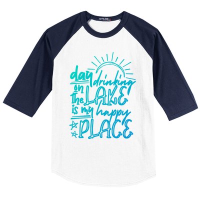 Day Ing On The Lake Is My Happy Place Summer Camping Meaningful Gift Baseball Sleeve Shirt