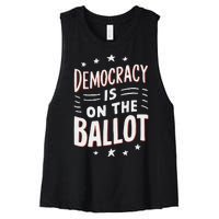 Democracy Is On The Ballot Civic Pride Design Women's Racerback Cropped Tank