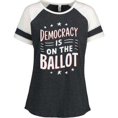 Democracy Is On The Ballot Civic Pride Design Enza Ladies Jersey Colorblock Tee