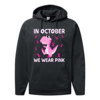 Dinosaur In October We Wear Pink Breast Cancer Boys Performance Fleece Hoodie