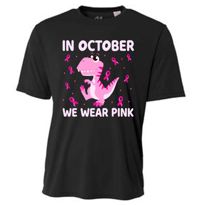 Dinosaur In October We Wear Pink Breast Cancer Boys Cooling Performance Crew T-Shirt