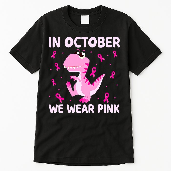 Dinosaur In October We Wear Pink Breast Cancer Boys Tall T-Shirt