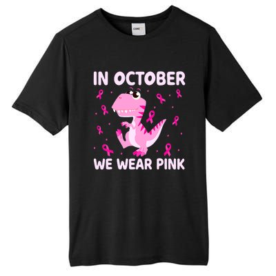 Dinosaur In October We Wear Pink Breast Cancer Boys Tall Fusion ChromaSoft Performance T-Shirt