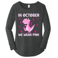 Dinosaur In October We Wear Pink Breast Cancer Boys Women's Perfect Tri Tunic Long Sleeve Shirt