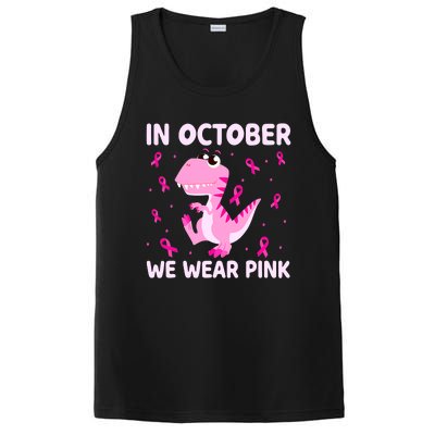 Dinosaur In October We Wear Pink Breast Cancer Boys PosiCharge Competitor Tank