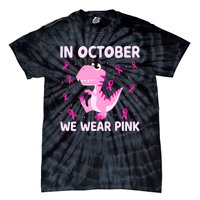 Dinosaur In October We Wear Pink Breast Cancer Boys Tie-Dye T-Shirt