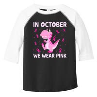 Dinosaur In October We Wear Pink Breast Cancer Boys Toddler Fine Jersey T-Shirt