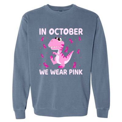 Dinosaur In October We Wear Pink Breast Cancer Boys Garment-Dyed Sweatshirt