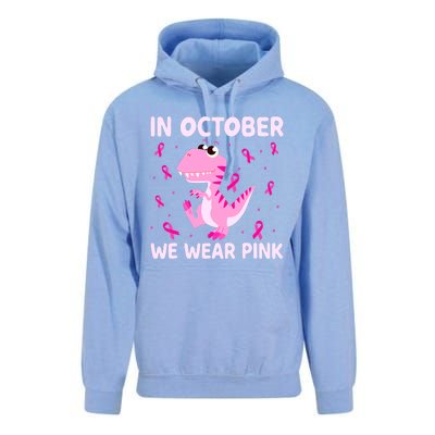 Dinosaur In October We Wear Pink Breast Cancer Boys Unisex Surf Hoodie