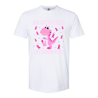 Dinosaur In October We Wear Pink Breast Cancer Boys Softstyle CVC T-Shirt