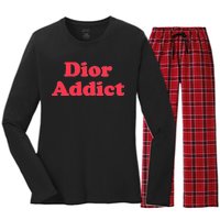 Dior Addict Socialite Los Angeles, CA Basketball Slogan Logo Women's Long Sleeve Flannel Pajama Set 