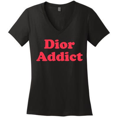 Dior Addict Socialite Los Angeles, CA Basketball Slogan Logo Women's V-Neck T-Shirt