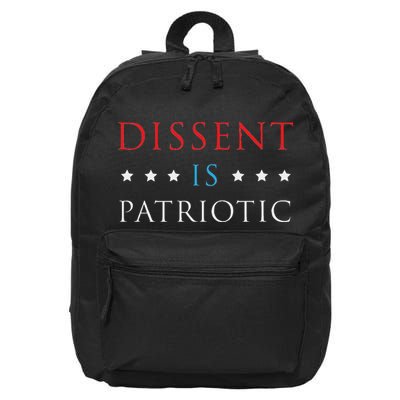 Dissent Is Patriotic Usa Political Resist Protest Gear 16 in Basic Backpack