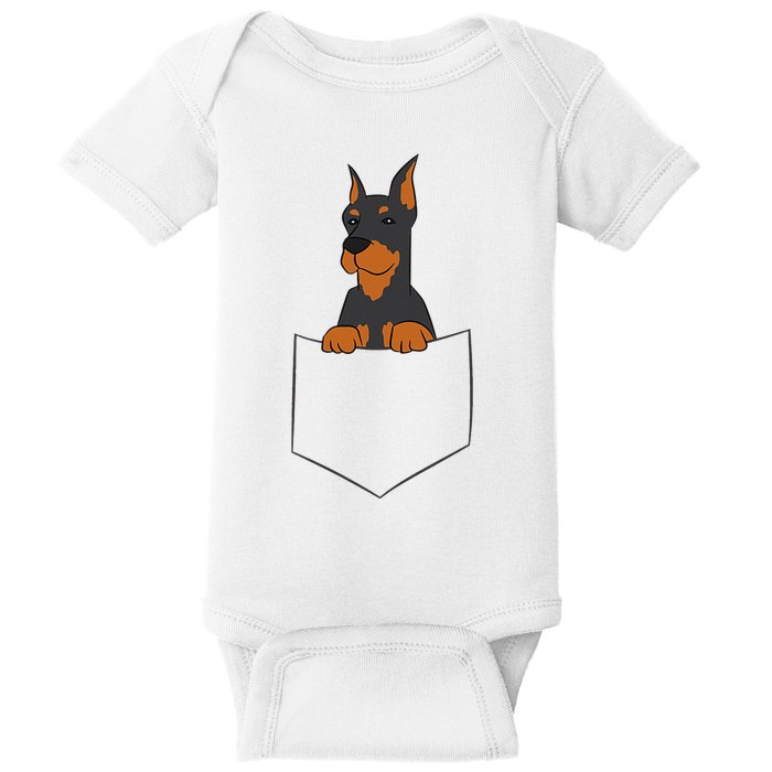 Doberman in Pocket Doberman Pinscher In Pocket Cute Doberman Baby Bodysuit