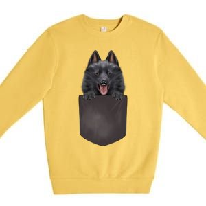 Dog In Pocket Funny Dog Lover Schipperke Meaningful Gift Premium Crewneck Sweatshirt