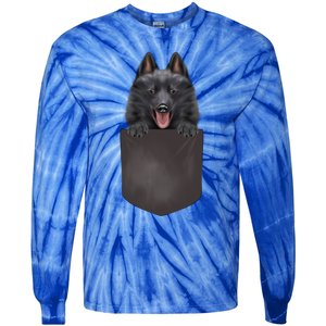 Dog In Pocket Funny Dog Lover Schipperke Meaningful Gift Tie-Dye Long Sleeve Shirt