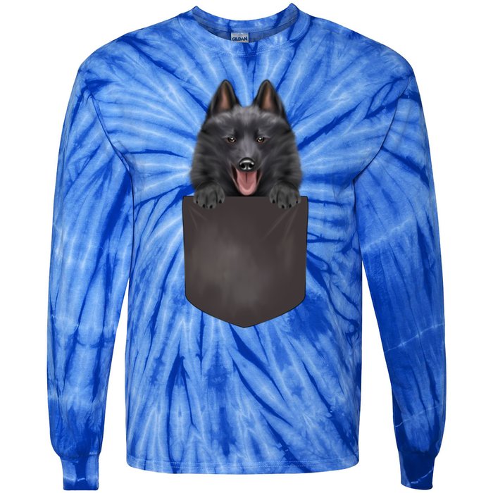 Dog In Pocket Funny Dog Lover Schipperke Meaningful Gift Tie-Dye Long Sleeve Shirt