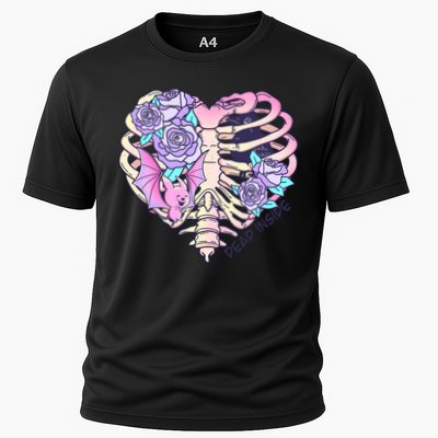 Dead Inside Pink Skeleton Chest Crow Heart Roses Halloween Gift Cooling Performance Crew T-Shirt