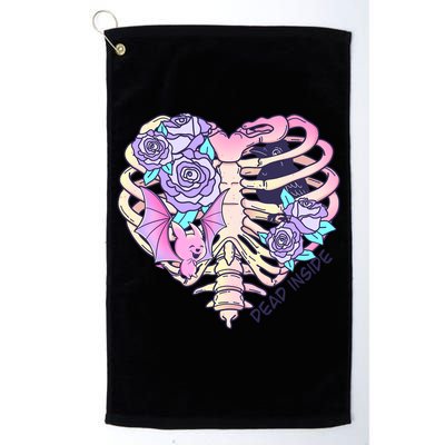 Dead Inside Pink Skeleton Chest Crow Heart Roses Halloween Gift Golf Towel