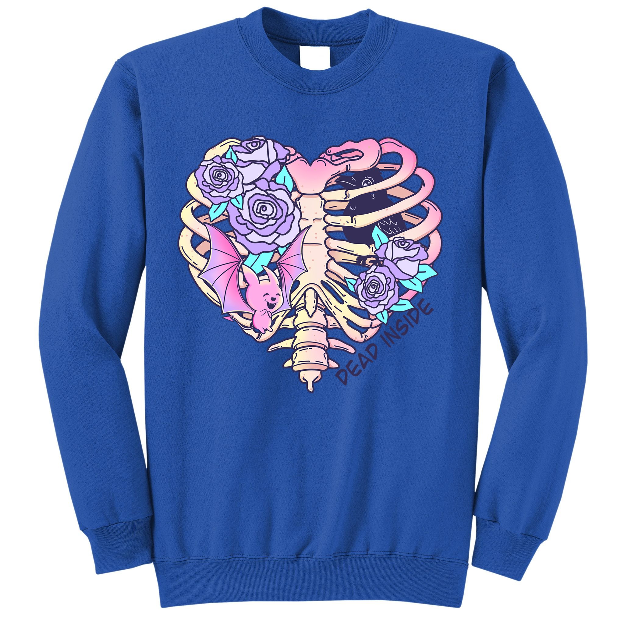 Dead Inside Pink Skeleton Chest Crow Heart Roses Halloween Gift Sweatshirt