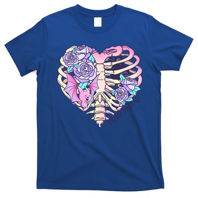 Dead Inside Pink Skeleton Chest Crow Heart Roses Halloween Gift T-Shirt