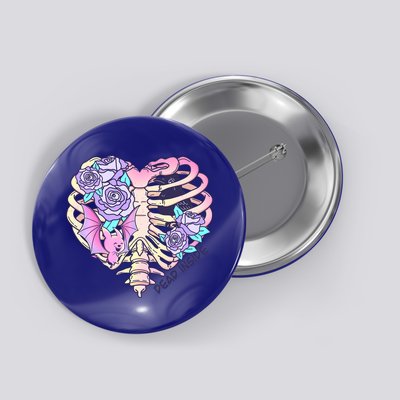 Dead Inside Pink Skeleton Chest Crow Heart Roses Halloween Gift Button