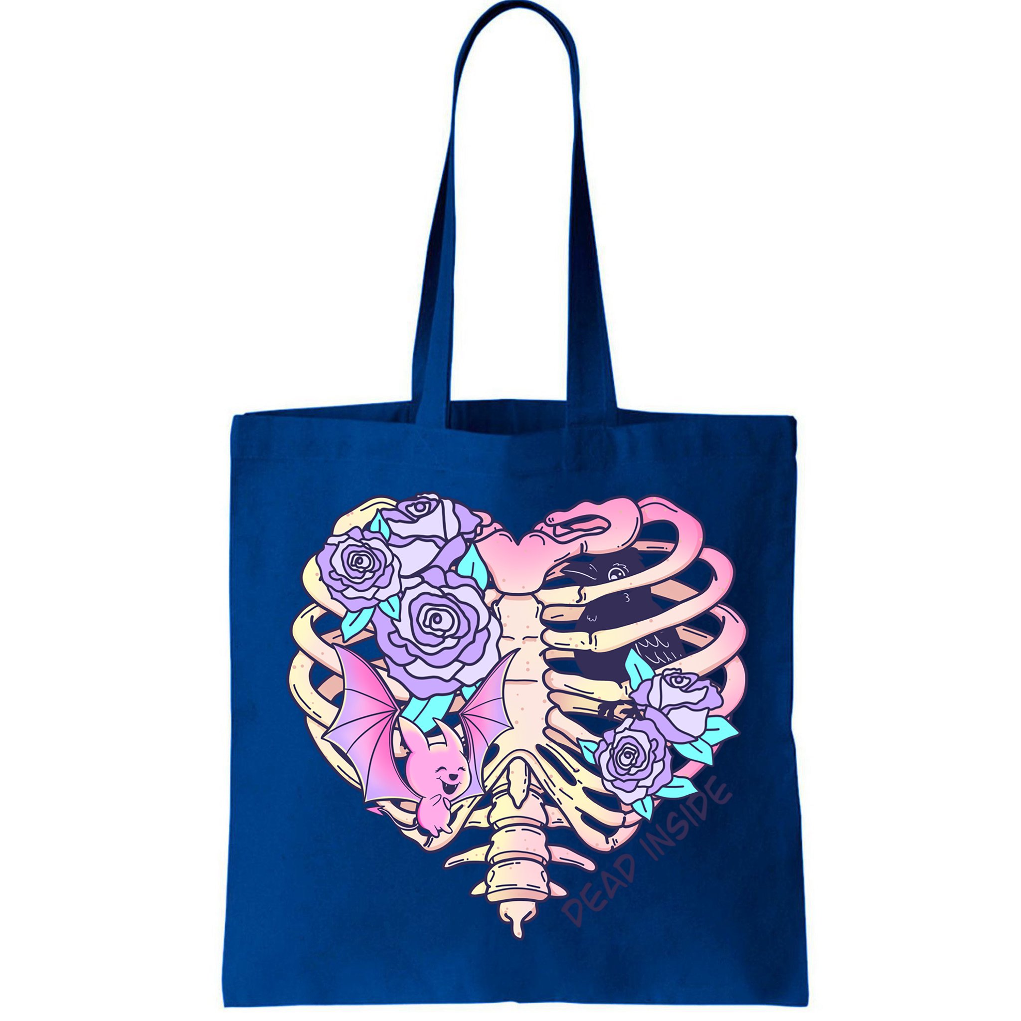 Dead Inside Pink Skeleton Chest Crow Heart Roses Halloween Gift Bag