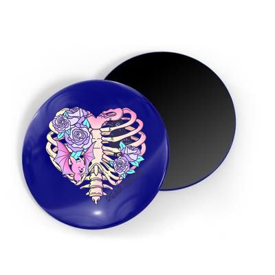 Dead Inside Pink Skeleton Chest Crow Heart Roses Halloween Gift Magnet