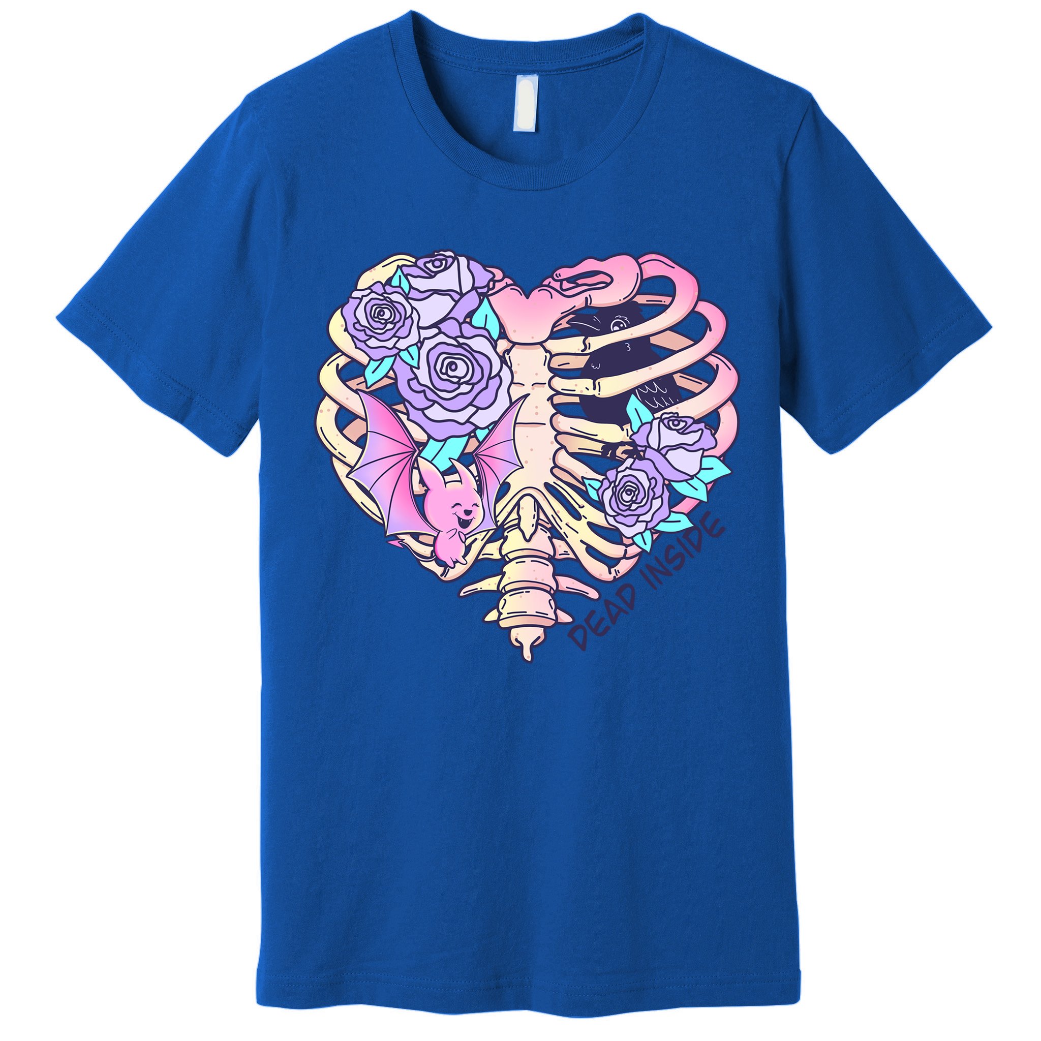 Dead Inside Pink Skeleton Chest Crow Heart Roses Halloween Gift Premium T-Shirt