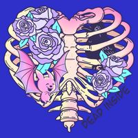 Dead Inside Pink Skeleton Chest Crow Heart Roses Halloween Gift Zip Tote Bag