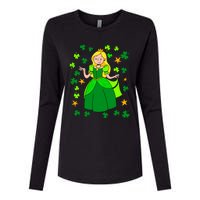 Dancing Irish Princess St Patricks Day Girl Womens Cotton Relaxed Long Sleeve T-Shirt