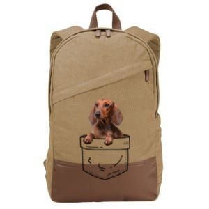 Dachshund In Pocket Cool Gift Doxie Dog Lover Meaningful Gift Cotton Canvas Backpack