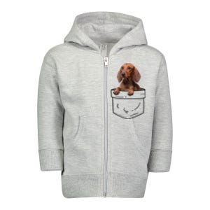 Dachshund In Pocket Cool Gift Doxie Dog Lover Meaningful Gift Toddler Zip Fleece Hoodie