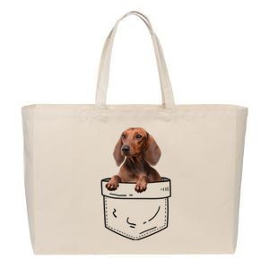 Dachshund In Pocket Cool Gift Doxie Dog Lover Meaningful Gift Cotton Canvas Jumbo Tote